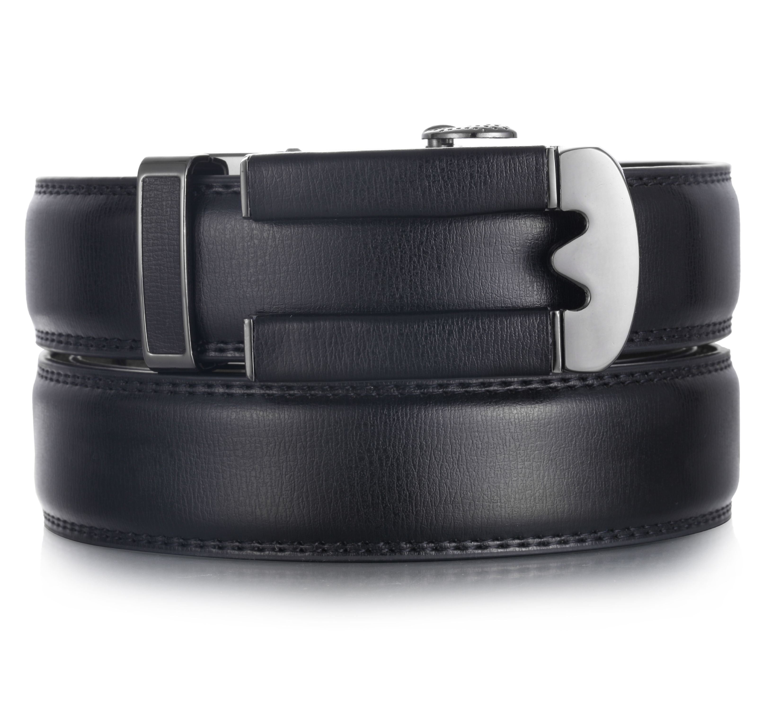 Black Real Genuine Leather Mens Belts Automatic Buckles Waist