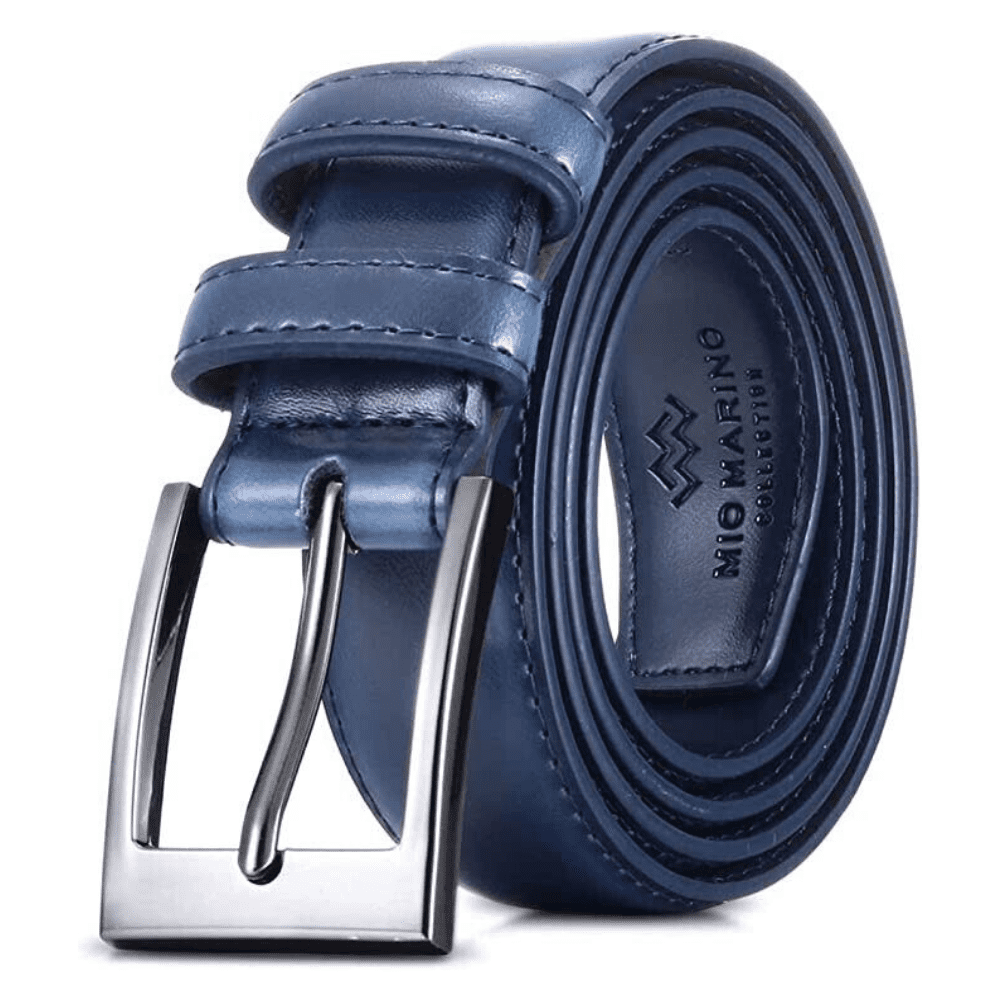 Men's Navy Genuine Leather Dress Belt - Style 1011 - Made in Turkey