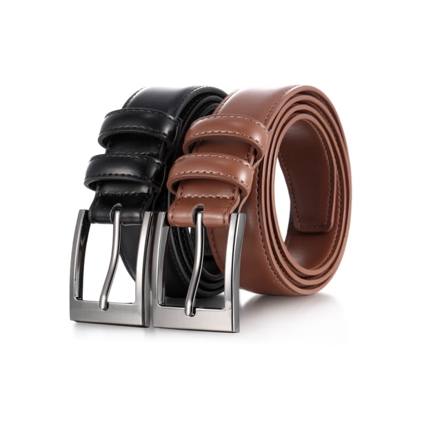 Marino's Men Genuine Leather Dress Belt with Single Prong Buckle - Pack of  2 - Walmart Business Supplies