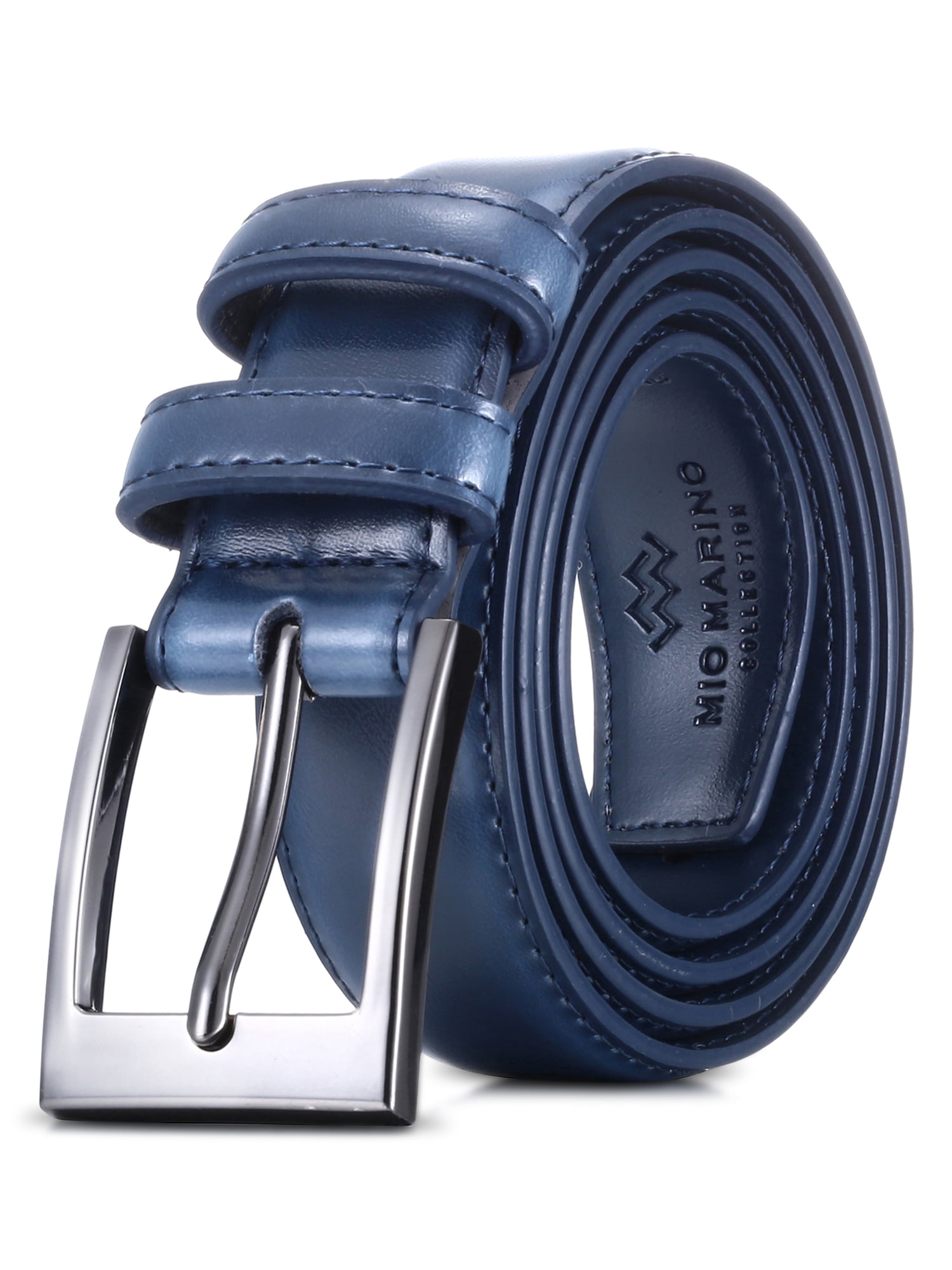 Marino s Men Genuine Leather Dress Belt with Single Prong Buckle Navy 44