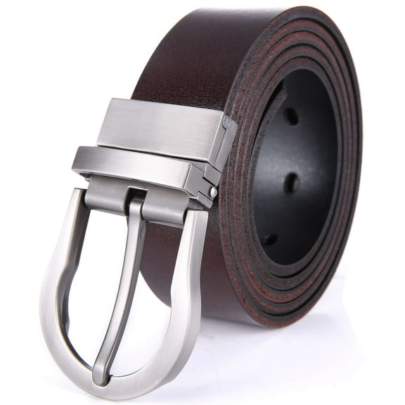Marino's Men’s Genuine Leather Reversible Belt Black/Brown - Adjustable from 28" to 44" Waist