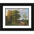 thumbnail image 1 of Marinus Adrianus Koekkoek 14x11 Black Ornate Wood Framed Double Matted Museum Art Print Titled: Travellers Resting by a Woodland Path, 1 of 5