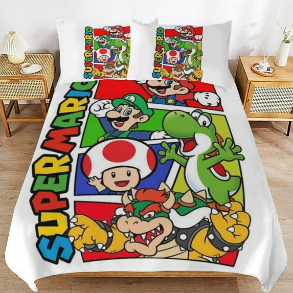 Mario 3-Piece All Season Bedding Set, Comforter Set with Pillow Shams for Bedroom & Dorm Decor, Ideal Gifts for Women Men Teens Friends Family