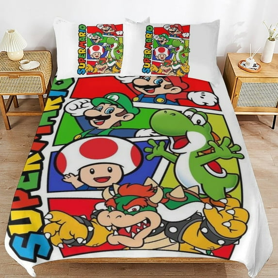 Mario 3-Piece All Season Bedding Set, Comforter Set with Pillow Shams for Bedroom & Dorm Decor, Ideal Gifts for Women Men Teens Friends Family