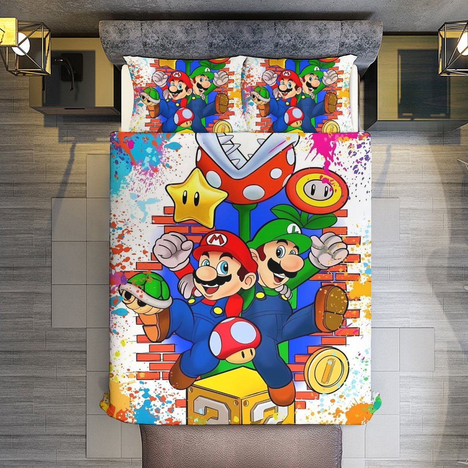 Mario 3-Piece Bedding Set, Printed Quilt Set Twin Size, Full Size,Queen ...