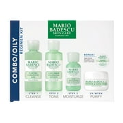 Mario Badescu Combo/Oily Skin Care Regimen Kit with Travel Size Face Cleanser Wash, Mask, and Cream, 5 Pack Gift Set