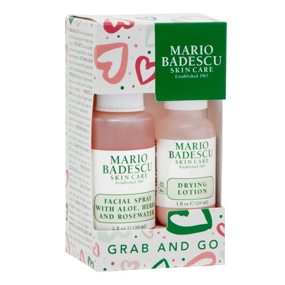 Mario Badescu Grab and Go Skin Care Duo - Rosewater Facial Spray Toner and Drying Lotion Acne Treatment