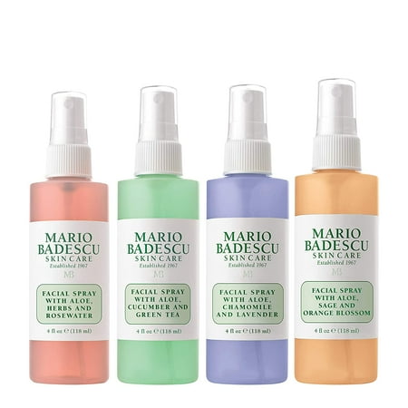 Mario Badescu Refreshing Facial Spray Gift Set with Rose, Lavender, Cucumber & Orange 4 Pc Set - 4 oz
