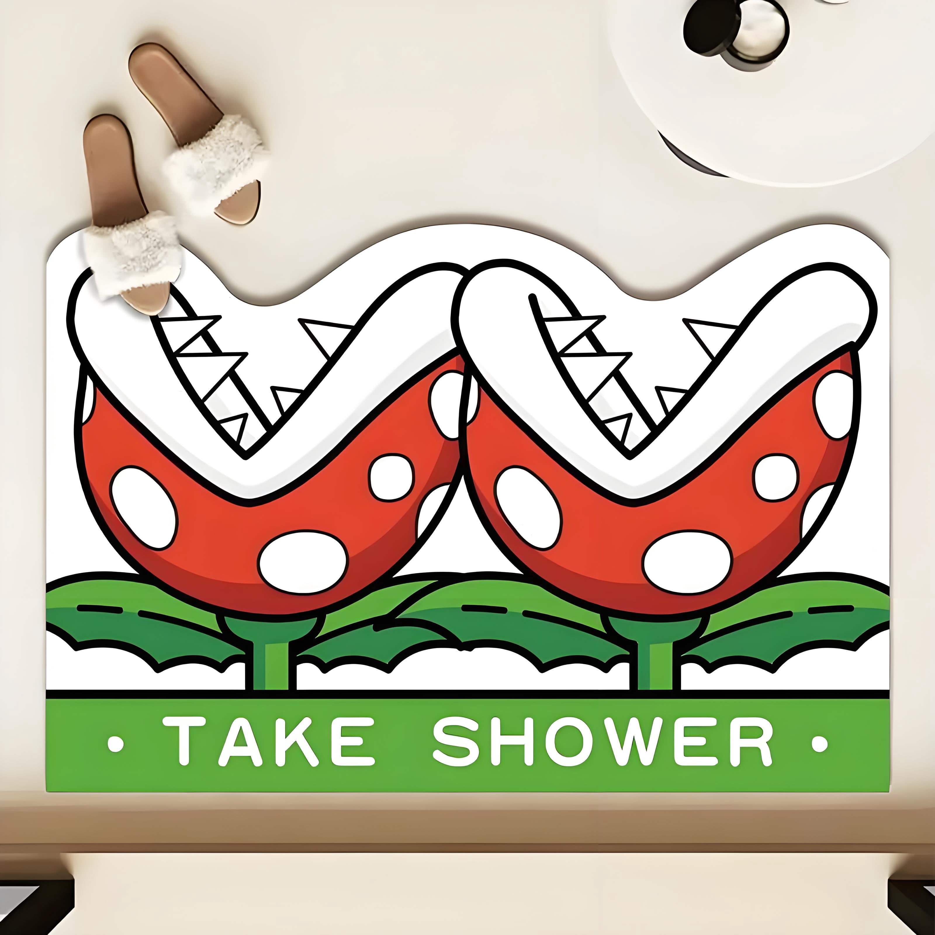 Mario Bath Mat Diatomaceous Earth Shower Mat Non-Slip Super Absorbent Diatomite Stone Mats for Bathroom Floor Quick-Drying Easy to Clean (35.4X23.6'')