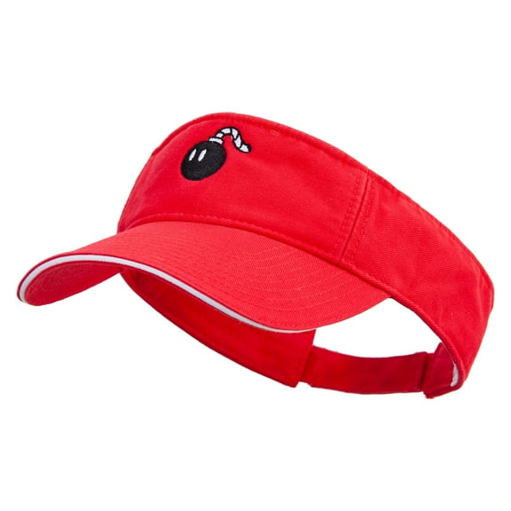 Mario Bomb Embroidered Prostyle Cotton Twill Washed Sandwich Visor - Red White OSFM