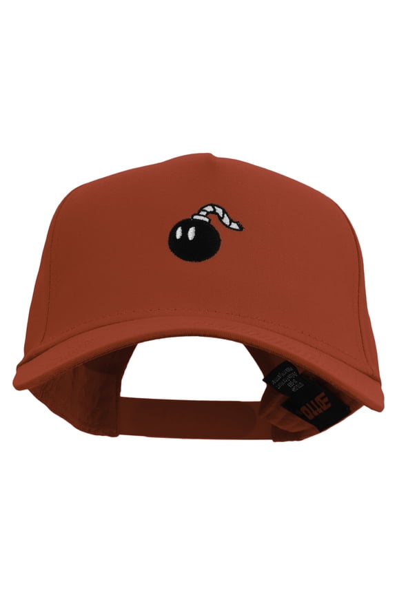 Mario Bomb Logo Embroidered Solid Cotton Twill 5 Panel Prostyle Snap Cap - Red OSFM