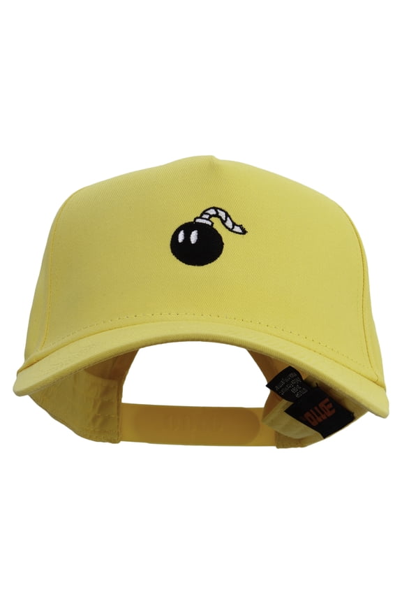 Mario Bomb Logo Embroidered Solid Cotton Twill 5 Panel Prostyle Snap Cap - Yellow OSFM