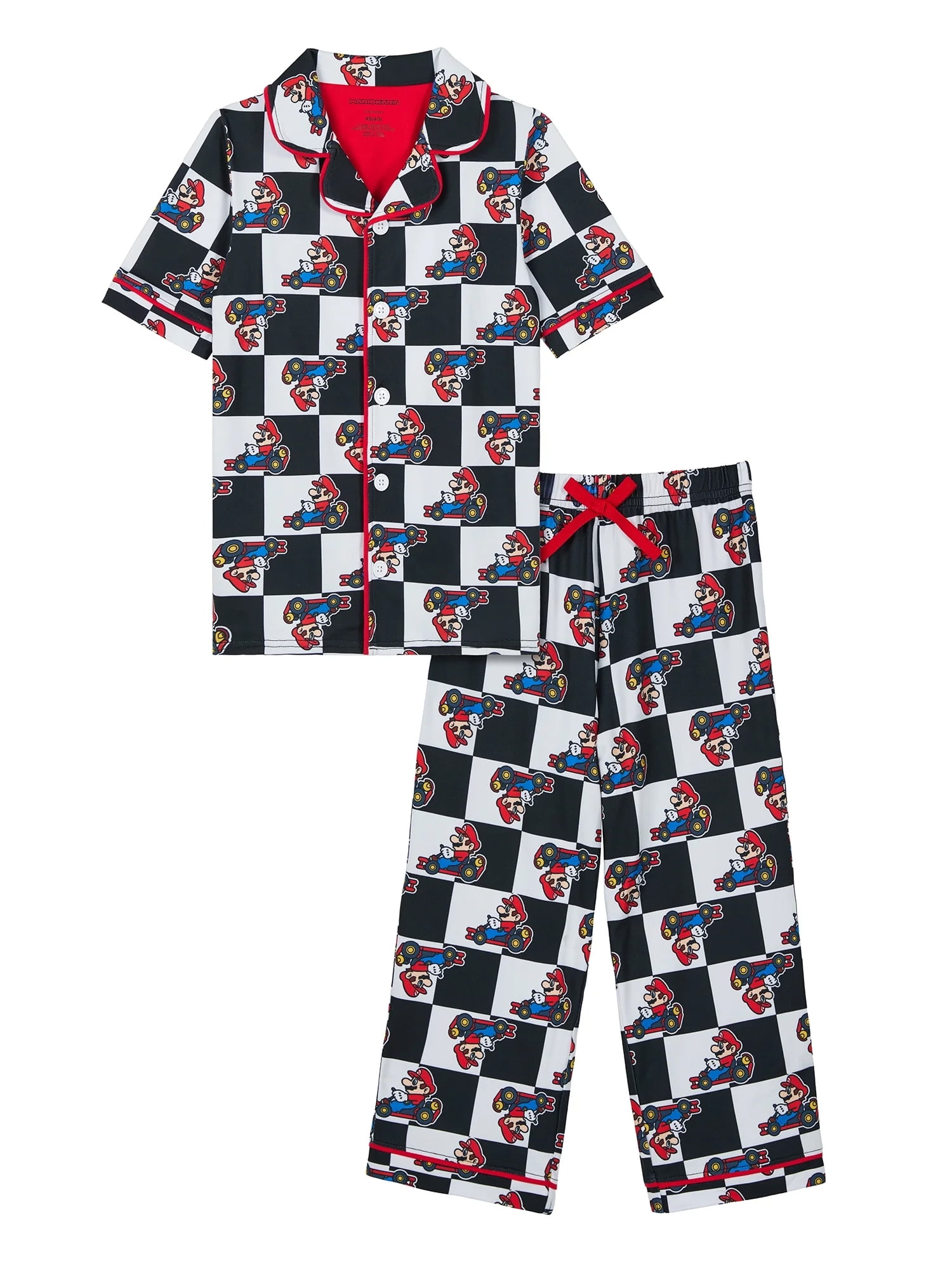 Mario Boys Short Sleeve Sleep Notch Collar Top and Pants Pajama Set, 2-Piece, Sizes 4-12