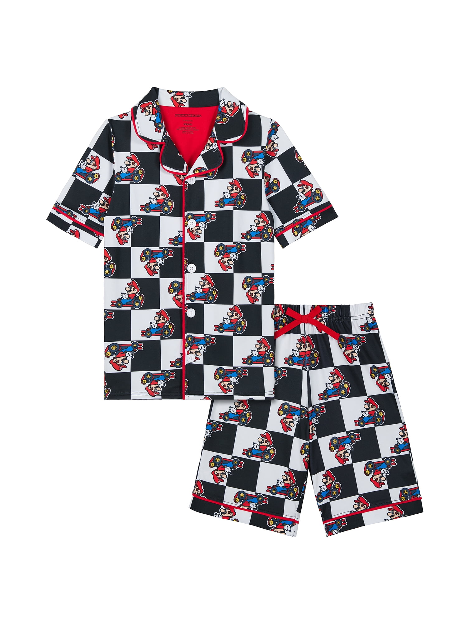 Mario Boys Short Sleeve Sleep Notch Collar Top and Shorts Pajama