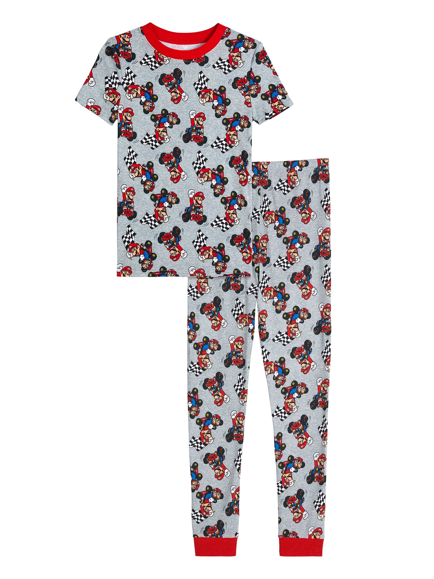 Mario Boys Short Sleeve Sleep Top and Pants Set, 2-Piece, Sizes 4-10