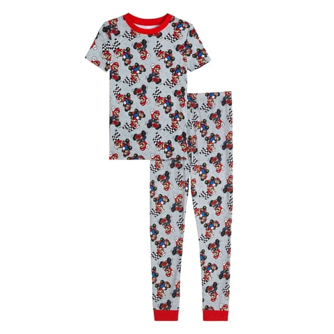 Mario Boys Short Sleeve Sleep Top and Pants Set, 2-Piece, Sizes 4-10