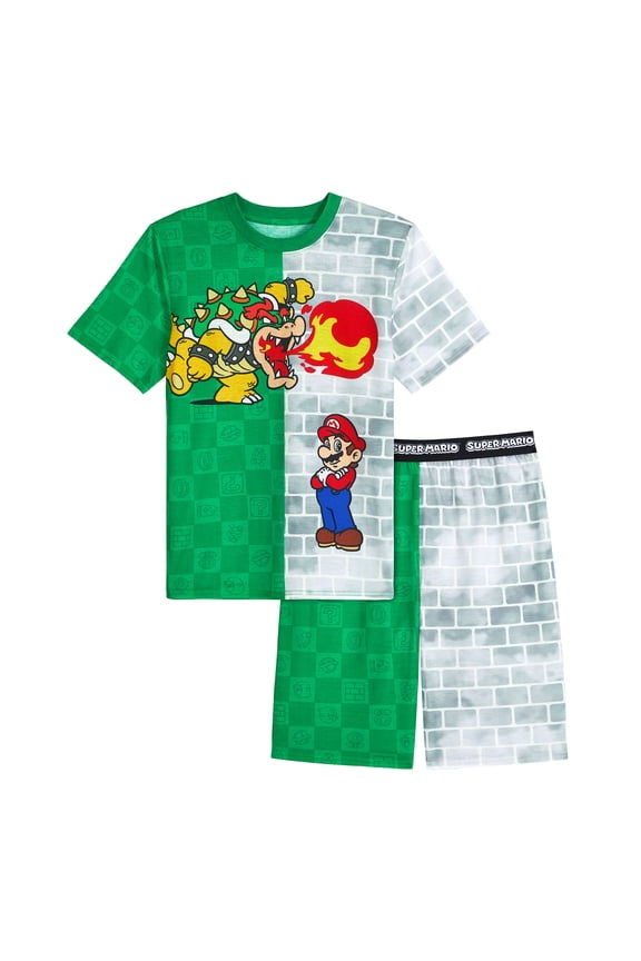 Boys Short Sleeve Sleep Top and Shorts Pajama Set, 2-Piece, Sizes 4-12