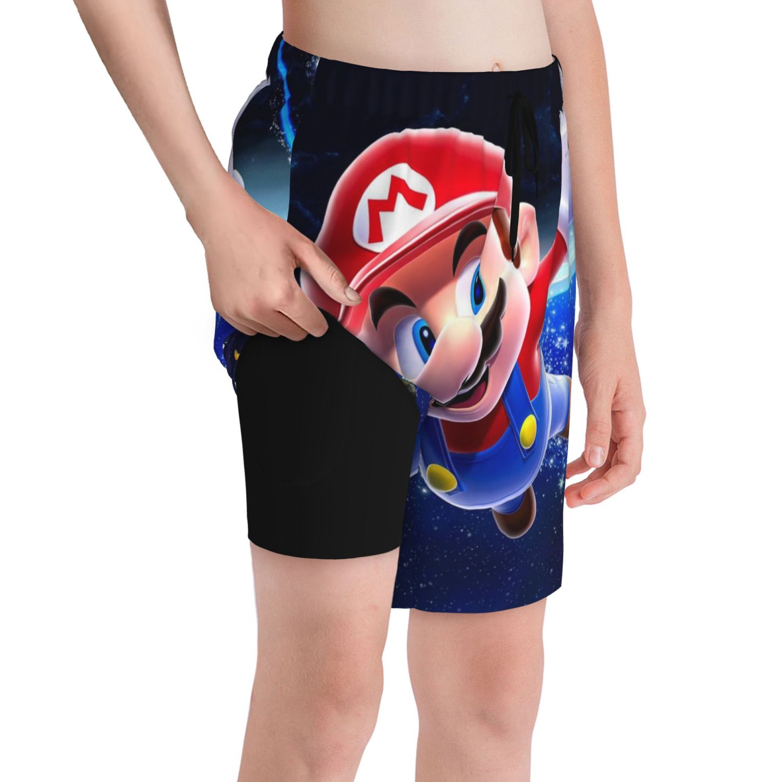 Mario Boys Swim Trunks Compression Liner Bathing Suit Swimsuit Board Shorts Fit Kids Youth Teen