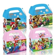 Mario Bro Party Favor Boxes – 18pcs Kraft Paper Candy Treat Boxes, Goodie Gift Bags for Kids Birthday, Anime Party Decorations, Festival or Game Party Supplies