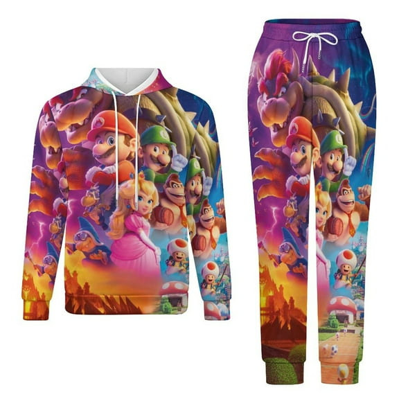 Mario Bros Adult Hoodies And Sweatpants Set Sweatshirts Jogger Pants 2 Pcs Hooded Hoody Tracksuits Set Suit Winter Daily Unisex Sweatsuit