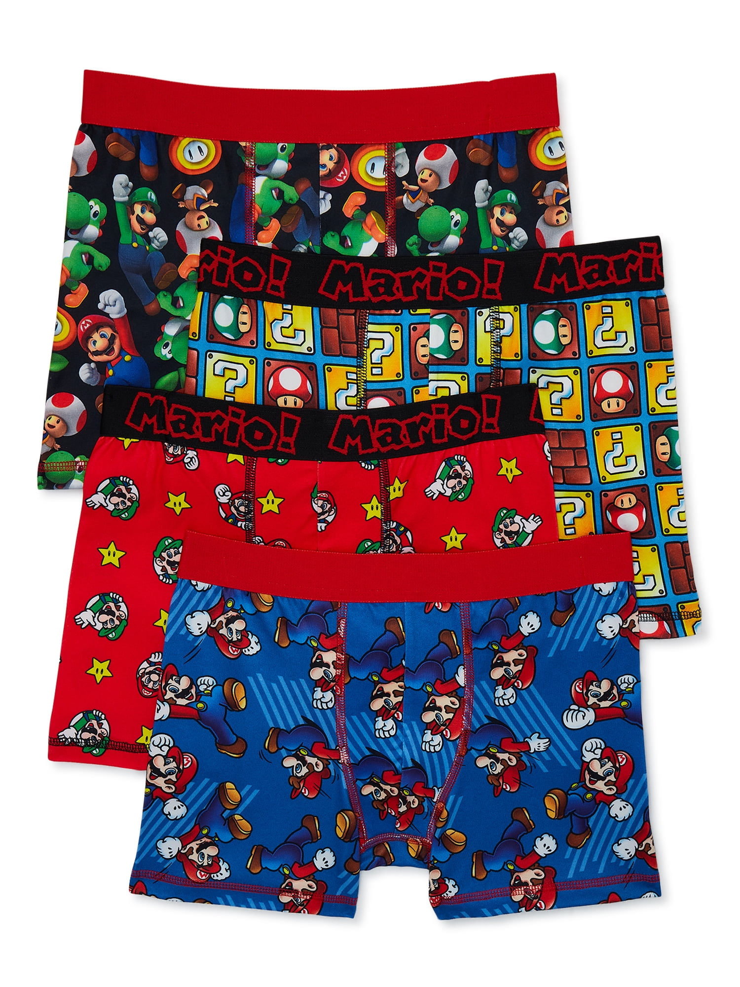 Mario Bros. Boys Boxer Brief Underwear, 4-Pack, Sizes 4-14 