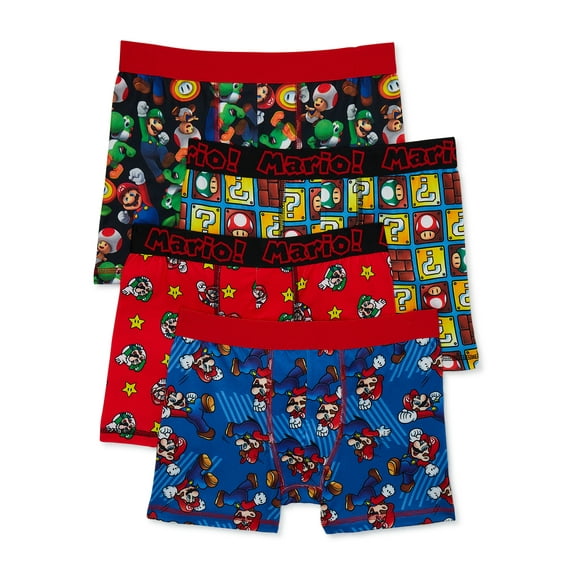 Mario Bros. Boys Boxer Brief Underwear, 4-Pack, Sizes 4-14