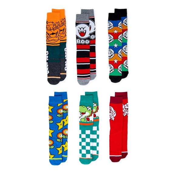 Mario Bros. Men's Socks, 6 pack