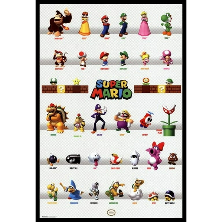 Gwency Design Super Mario Game Watercolor Posters - Set of 6 (8 x 10) -  Super Mario Wall Art Game Room Decor For Kids - Nursery, Bathroom, Playroom