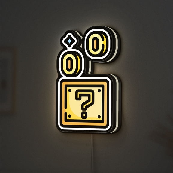 Mario Coin 3D Novelty Light Box, Retro Video Game Decor for Gamers, Game Rooms (Width 16 inch, 40cm)