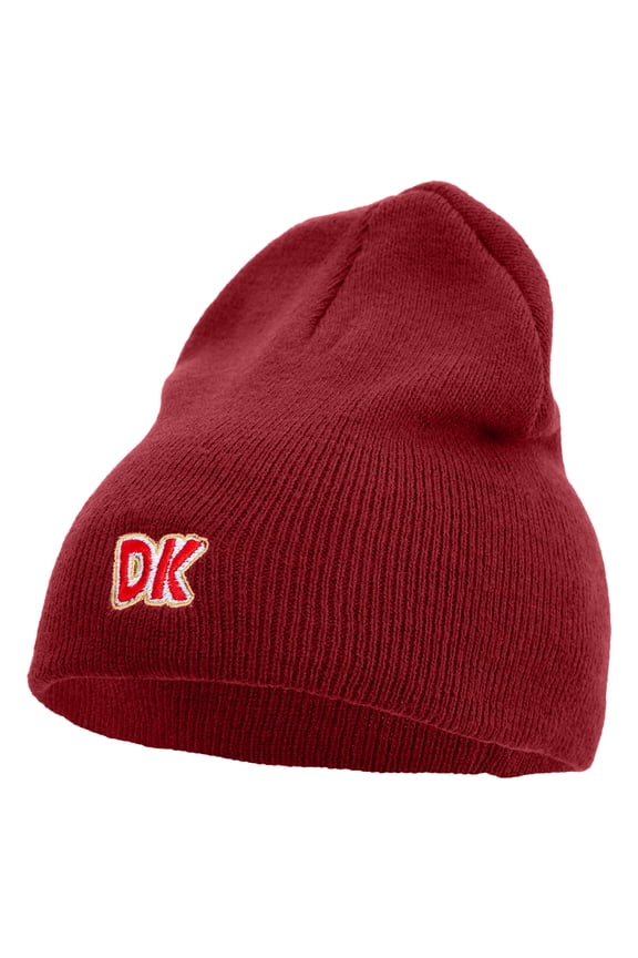 Mario DK Donkey Embroidered 8 inch Acrylic Short Beanie - Red OSFM