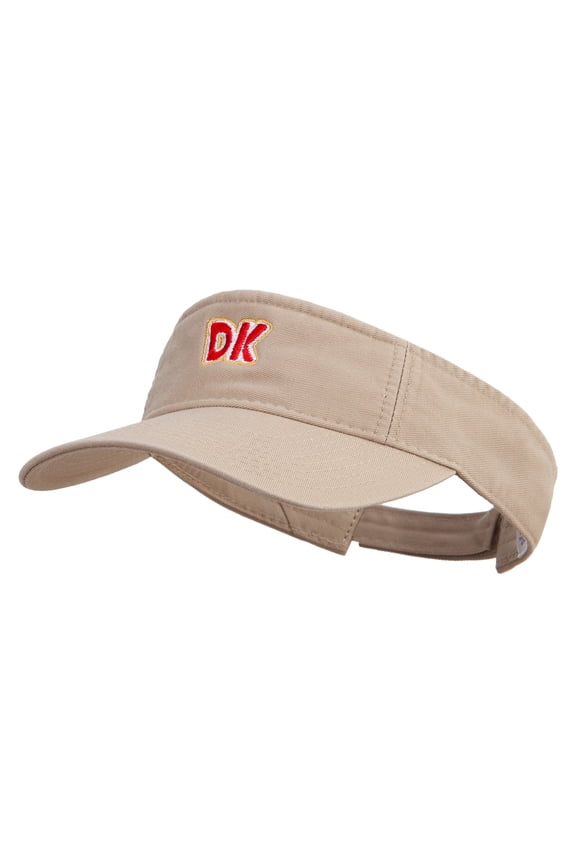 Mario DK Donkey Embroidered Pro Style Cotton Twill Washed Visor - Khaki OSFM