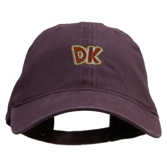 Mario DK Donkey Logo Embroidered Washed Solid Pigment Dyed Cotton Twill Brass Buckle Cap - Maroon OSFM