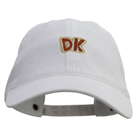 Mario DK Donkey Logo Embroidered Washed Solid Pigment Dyed Cotton Twill Brass Buckle Cap - White OSFM