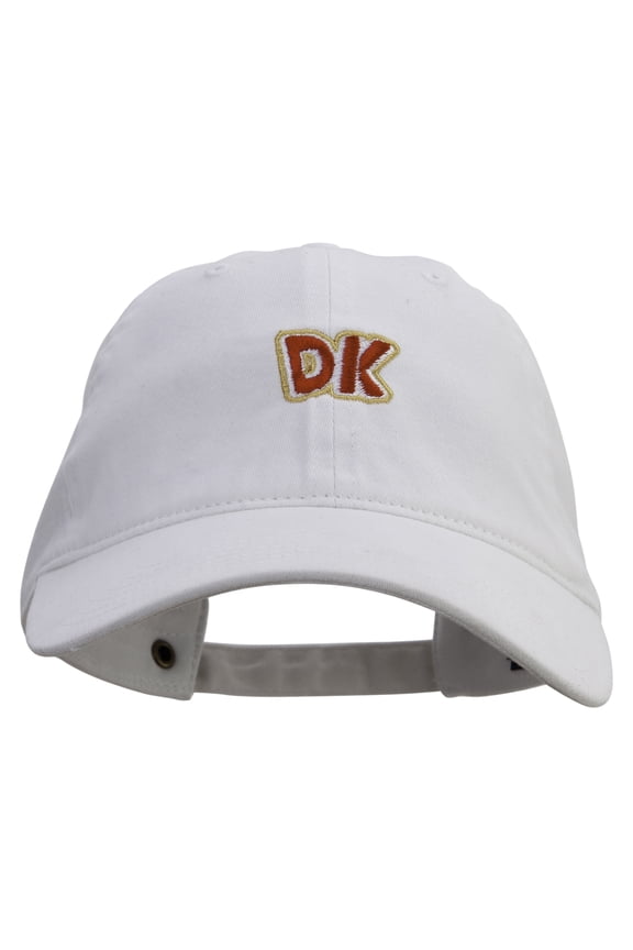 Mario DK Donkey Logo Embroidered Washed Solid Pigment Dyed Cotton Twill Brass Buckle Cap - White OSFM