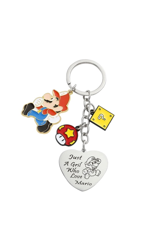 Mario Family Gifts Cute Keychains Friendship Gift Stuff Ornament Heart Keychain Birthday Present Women Men Girls Boys Son Daughter