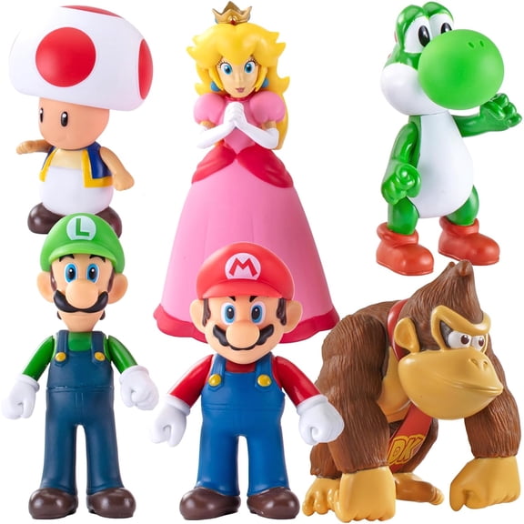Mario Figures 6 Pack 5" Mario Bros Toys Set Eco-Friendly PVC Mario Action Figures Gift, Movie Fans, Collector (4-6 Inch)
