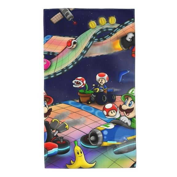 Mario & Friends Kart Tour Towels,Hand Towels for Bathroom- Highly Absorbent and Quick Dry Face Washcloth,Home Soft Premium Towel for Hotel,Bath,Kitchen and Spa,27.5 x 16 Inch