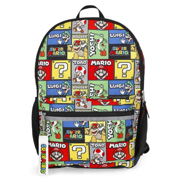 Nintendo Super Mario "Hello There" Boys 17" Backpack, Black