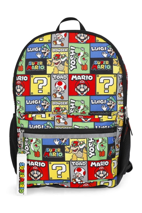 Super Mario "Hello There" Boys 17" Backpack, Black