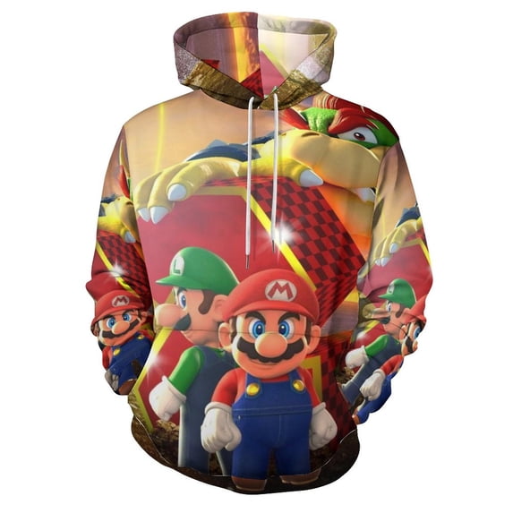 Mario Hoodie 3D Print Pullover Hooded Long Sleeve Sweatshirts Tops Blouse with Pocket for Mens Womens