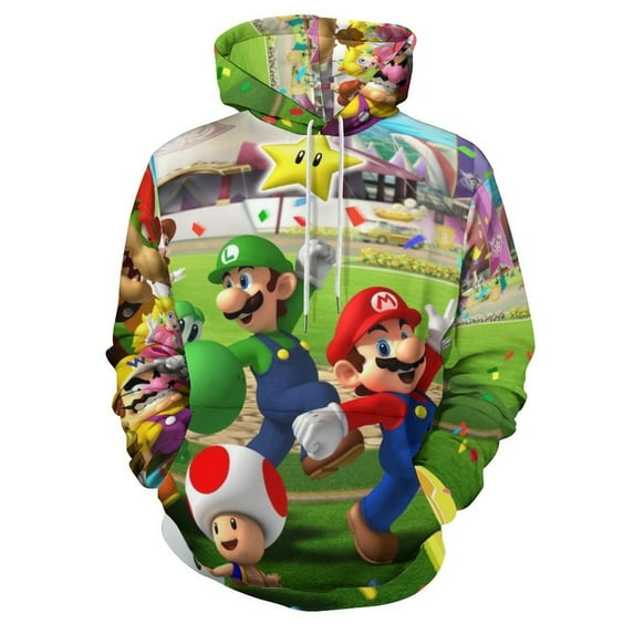 Mario Hoodie 3D Print Pullover Hooded Long Sleeve Sweatshirts Tops Blouse with Pocket for Mens Womens