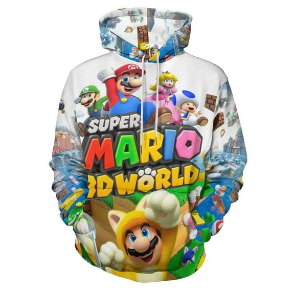 Mario Hoodie 3D Print Pullover Hooded Long Sleeve Sweatshirts Tops Blouse with Pocket for Mens Womens