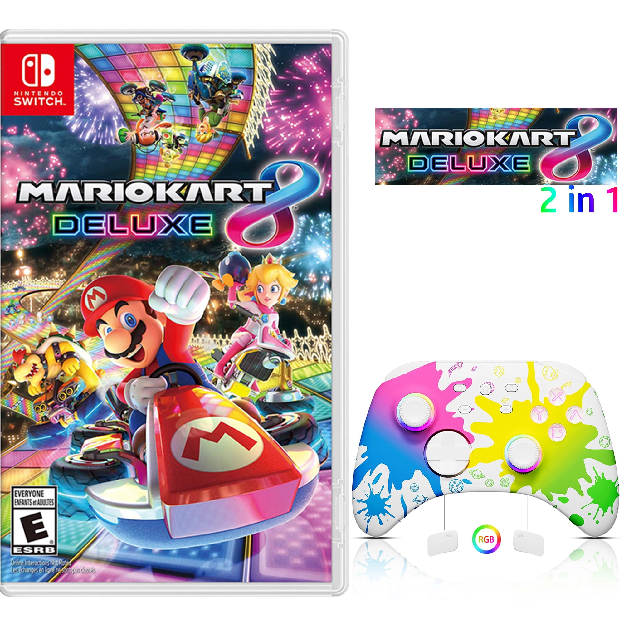 Mario Kart 8 Deluxe Game Disc and Upgraded Switch Pro