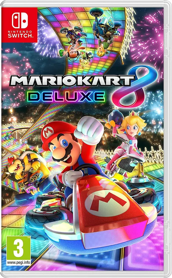 Nintendo Switch SUPER MARIO PARTY & MARIOKART 8 DELUXE Nintendo Switch 32GB Console, Neon Red/Blue Joy-Con: Super
