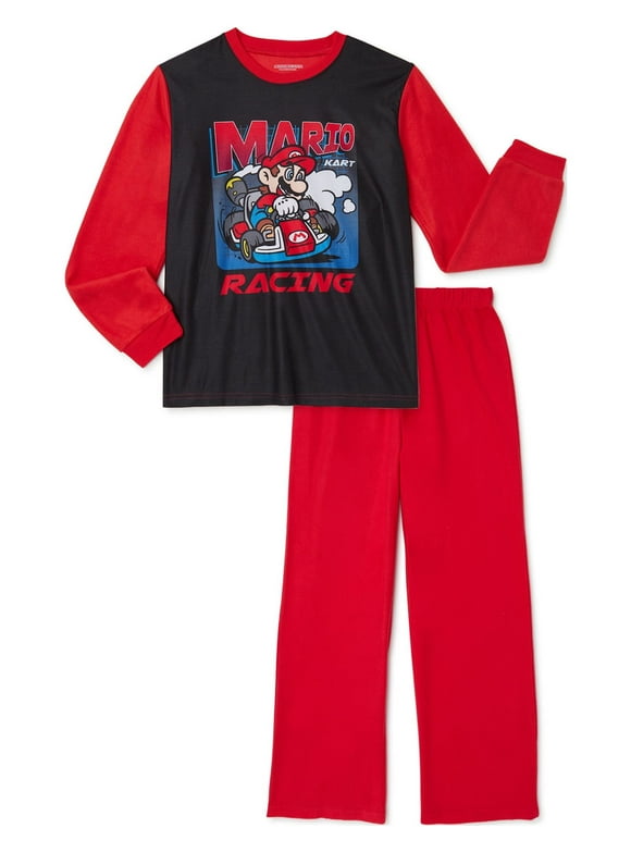 Mario Kart Boys Long Sleeve Top and Pants Pajama Sleep Set, 2-Piece, Sizes 4-12