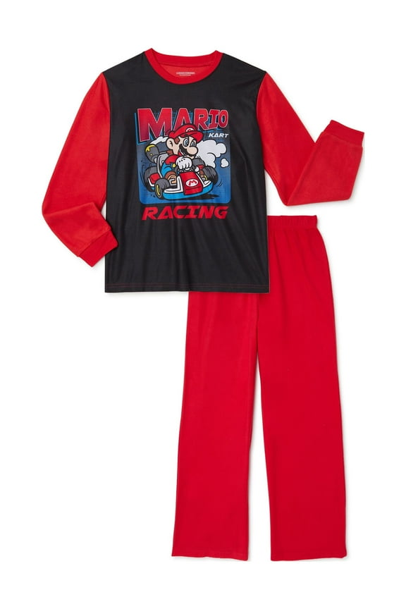 Mario Kart Boys Long Sleeve Top and Pants Pajama Sleep Set, 2-Piece, Sizes 4-12