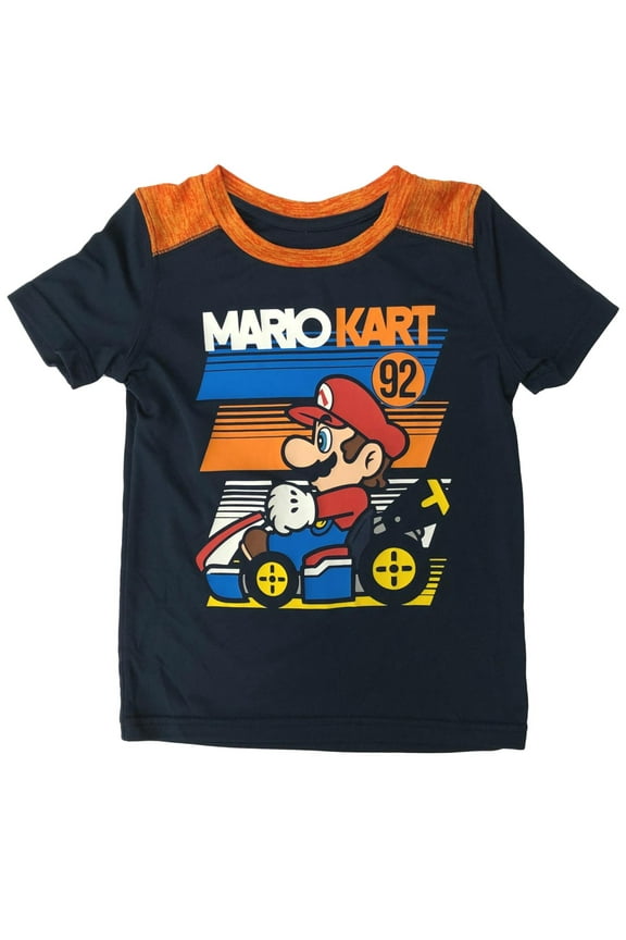 Boys Navy Blue & Orange Silky T-Shirt Tee Shirt 10