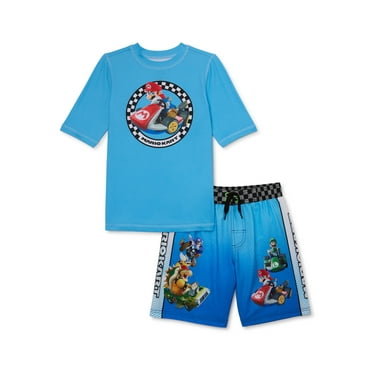 Mario Kart Boys Rash Guard and Swim Trunks, 2-Piece Set, Sizes 4-12