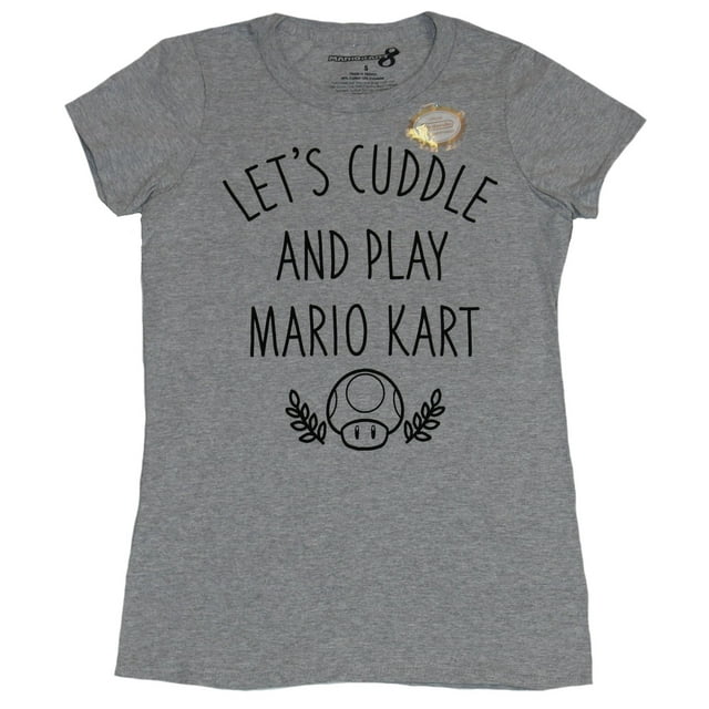 Mario Kart Girls Juniors T-Shirt - Lets Cuddle And Play Mario Kart (2X-Large)