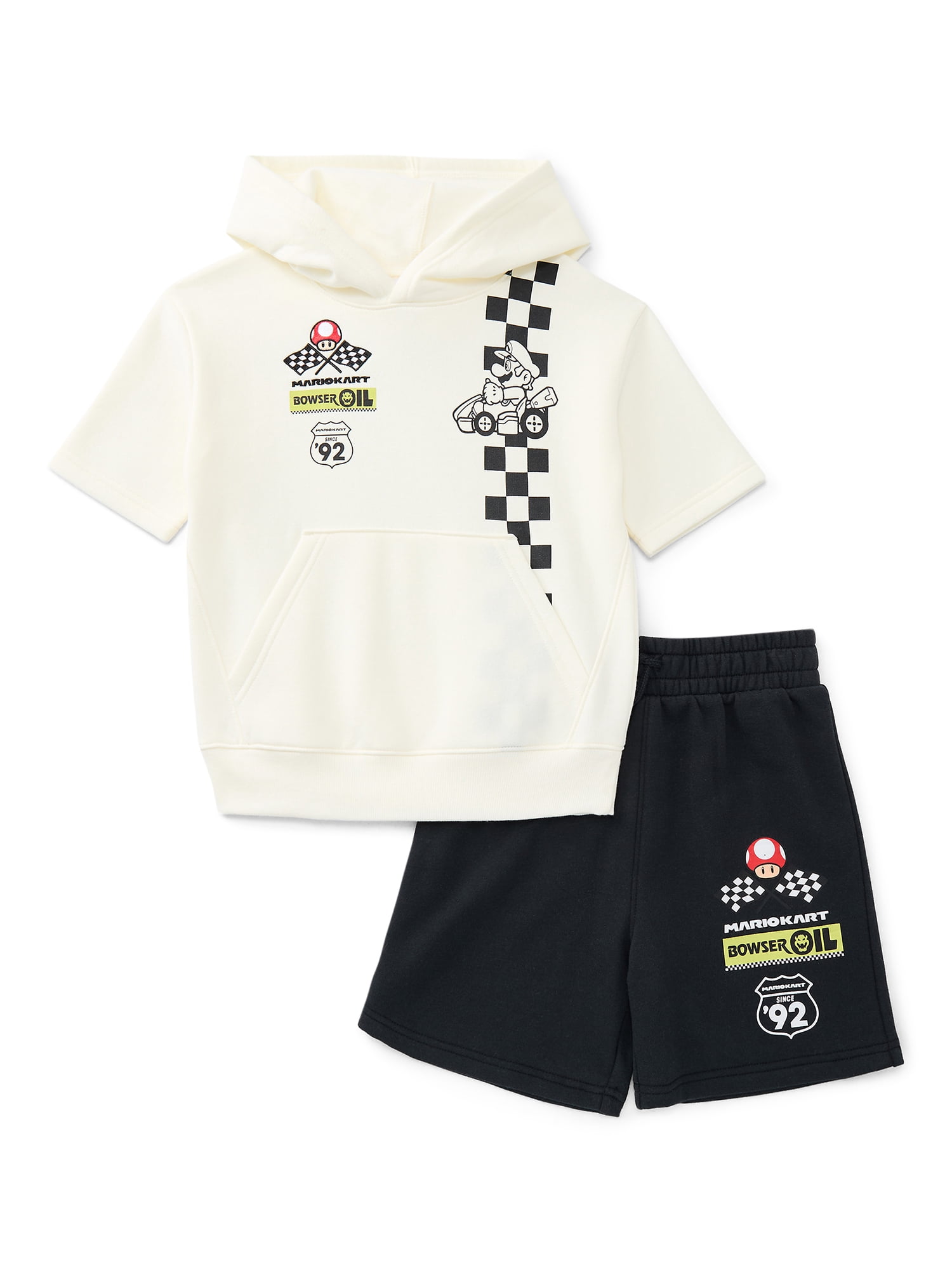 Mario Kart Little Boys and Big Boys Short Sleeve Hoodie & Shorts 2pc Set, Sizes 4-16